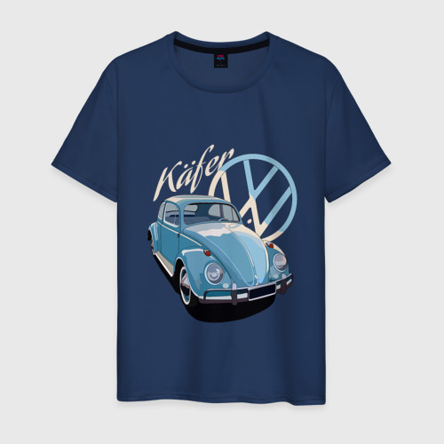 Мужская футболка хлопок VW Kafer Skylik, цвет темно-синий