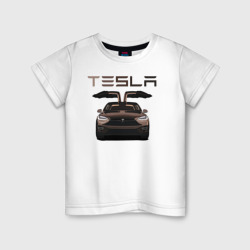 Детская футболка хлопок Tesla model X Skylik