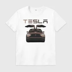 Мужская футболка хлопок Tesla model X Skylik