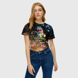 Женская футболка Crop-top 3D Пивозавр - Краска - фото 2