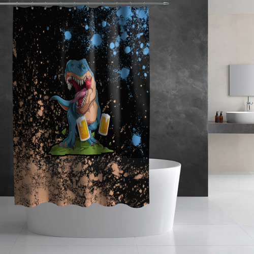 Штора 3D для ванной Пивозавр - Краска - фото 3