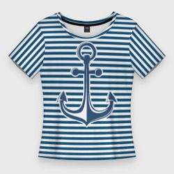 Женская футболка 3D Slim Тельняшка с якорем