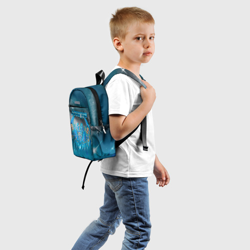 Детский рюкзак 3D с принтом Синий Рак, вид сзади #1