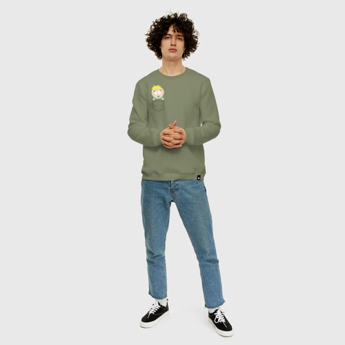 Мужской свитшот хлопок Баттерс в кармане, цвет авокадо - фото 5