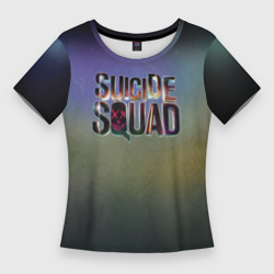 Женская футболка 3D Slim Suicide Squad 2016 лого металл
