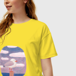 Женская футболка хлопок Oversize Отдыхающая чайка - фото 2