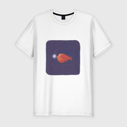 Мужская футболка хлопок Slim Удильщик - глубоководная рыба с фонариком