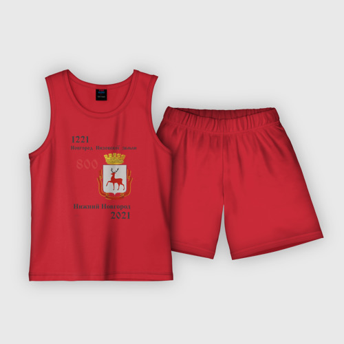 Детская пижама с шортами хлопок НиНо 800, цвет красный