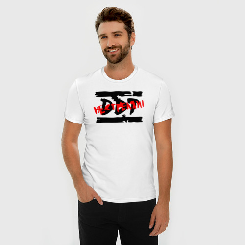 Мужская футболка хлопок Slim DDT не стреляй!, цвет белый - фото 3