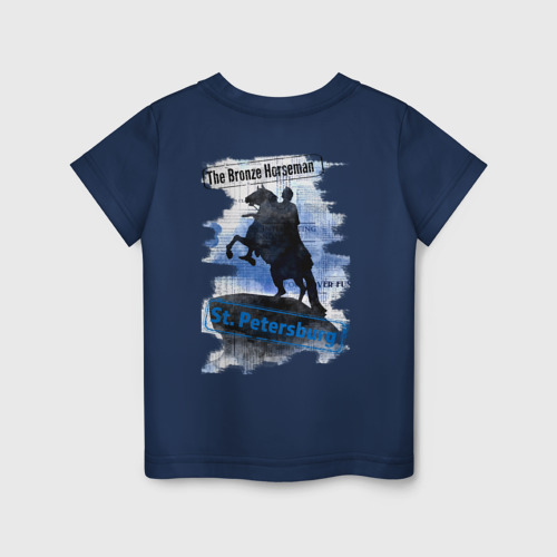 Детская футболка хлопок Медный всадник/The Bronze horseman, цвет темно-синий - фото 2