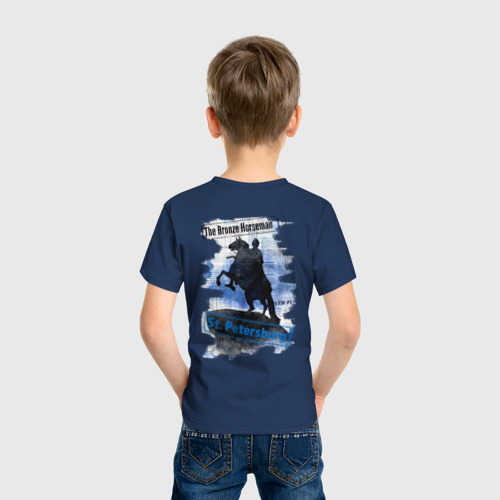 Детская футболка хлопок Медный всадник/The Bronze horseman, цвет темно-синий - фото 4