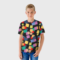 Детская футболка 3D Заплатки на черном фоне пэчворк - фото 2