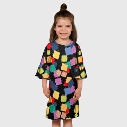 Детское платье 3D Заплатки на черном фоне пэчворк - фото 2