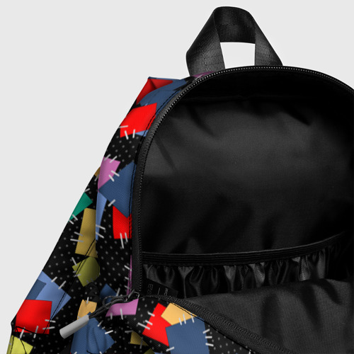 Детский рюкзак 3D Заплатки на черном фоне пэчворк - фото 6