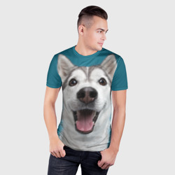 Мужская футболка 3D Slim Собака лайка - фото 2