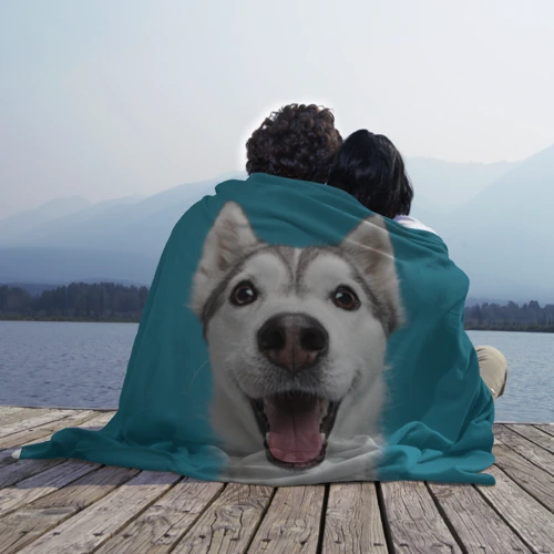 Плед 3D с принтом Собака лайка, вид сбоку #3