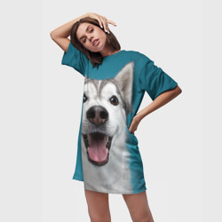 Платье-футболка 3D Собака лайка - фото 2