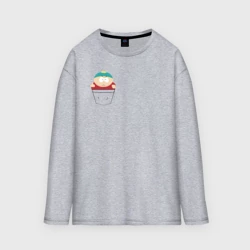 Женский лонгслив oversize хлопок Картман в кармане