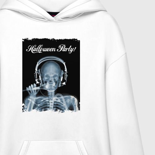 Худи SuperOversize хлопок Halloween party - skeleton - x-ray, цвет белый - фото 3