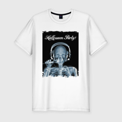 Мужская футболка хлопок Slim Halloween party - skeleton - x-ray