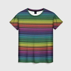 Женская футболка 3D Этнический радужный орнамент 