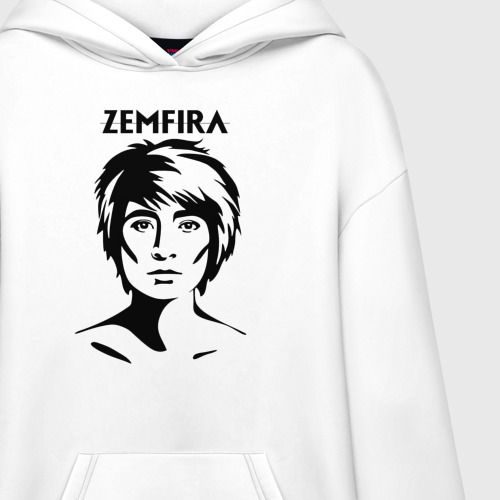 Худи SuperOversize хлопок Zemfira эскиз портрет, цвет белый - фото 3