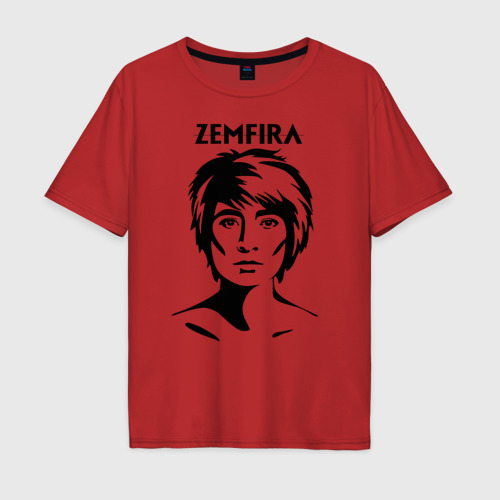 Мужская футболка хлопок Oversize с принтом ZEMFIRA эскиз портрет, вид спереди #2