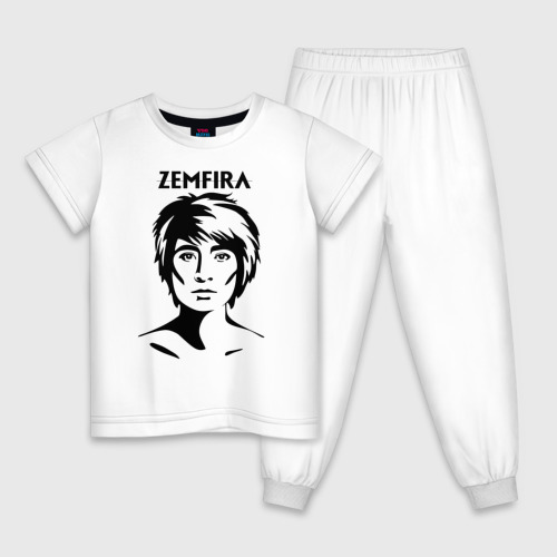 Детская пижама хлопок с принтом ZEMFIRA эскиз портрет, вид спереди #2