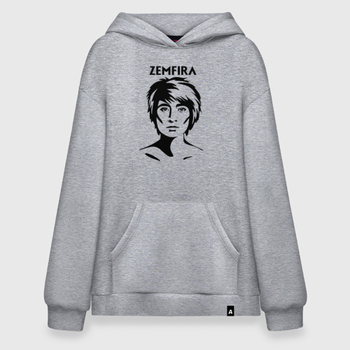 Худи SuperOversize хлопок Zemfira эскиз портрет, цвет меланж