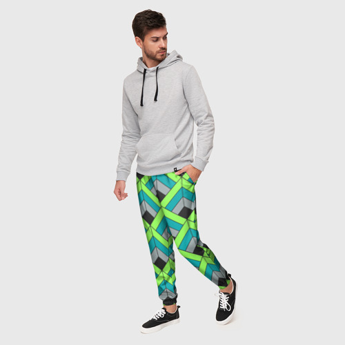 Мужские брюки 3D Шотландка / Plaid, цвет 3D печать - фото 3