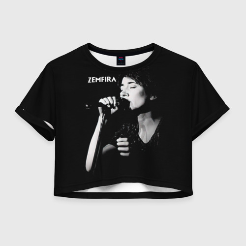 Женская футболка Crop-top с принтом Zемфира концерт, вид спереди №1