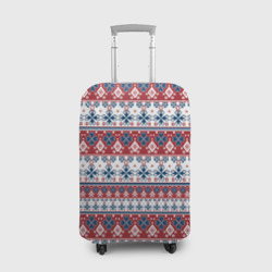 Чехол для чемодана 3D Этнический красно-синий узор