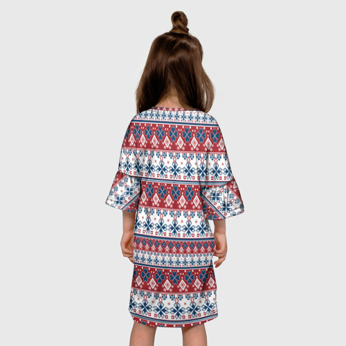 Детское платье 3D Этнический красно-синий узор, цвет 3D печать - фото 5