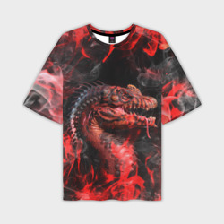 Мужская футболка oversize 3D Red n fire dino