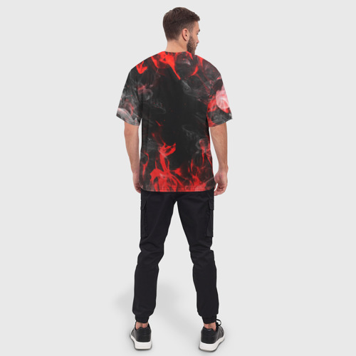 Мужская футболка oversize 3D Red n fire dino, цвет 3D печать - фото 4