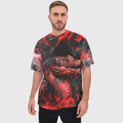 Мужская футболка oversize 3D Red n fire dino - фото 2