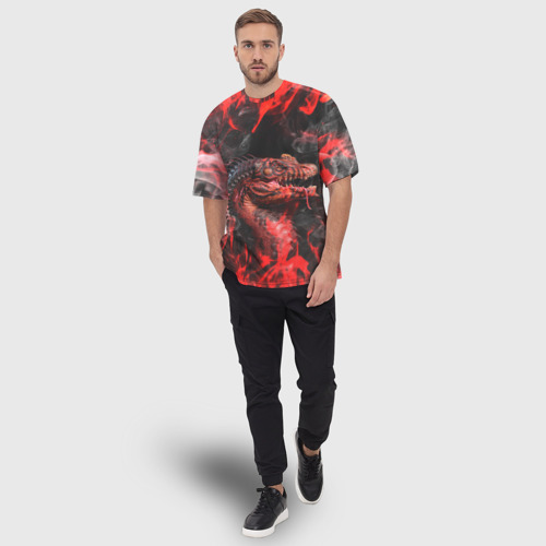 Мужская футболка oversize 3D Red n fire dino, цвет 3D печать - фото 5
