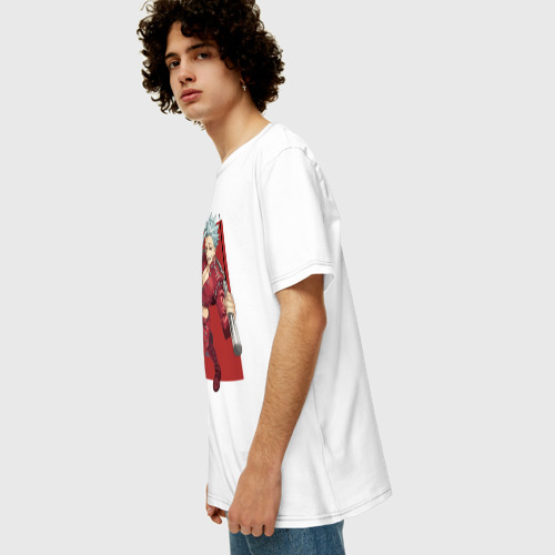 Мужская футболка хлопок Oversize Бан, 7 Смертных грехов, цвет белый - фото 5
