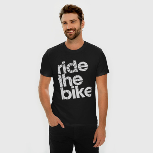 Мужская футболка хлопок Slim Ride the bike, цвет черный - фото 3