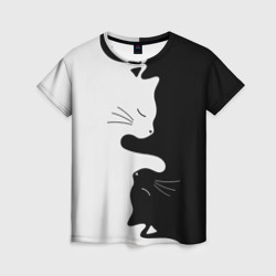 Женская футболка 3D Коты инь-янь