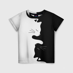 Детская футболка 3D Коты инь-янь