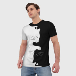 Мужская футболка 3D Коты инь-янь - фото 2