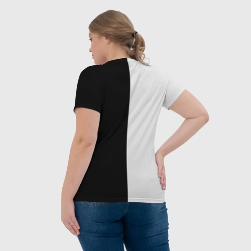 Женская футболка 3D с принтом Коты инь-янь, вид сзади #2