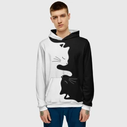 Мужская толстовка 3D Коты инь-янь - фото 2
