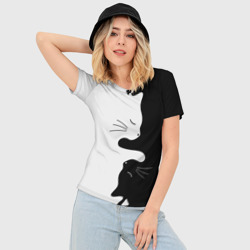 Женская футболка 3D Slim Коты инь-янь - фото 2