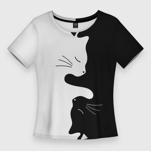 Женская футболка 3D Slim Коты инь-янь, цвет 3D печать