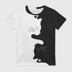 Женская футболка 3D Коты инь-янь