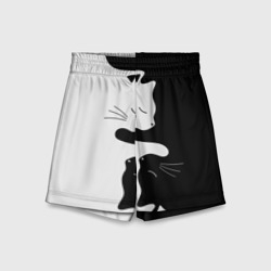Детские спортивные шорты 3D Коты инь-янь