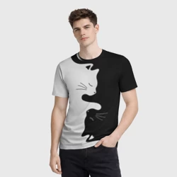 Мужская футболка 3D Коты инь-янь - фото 2