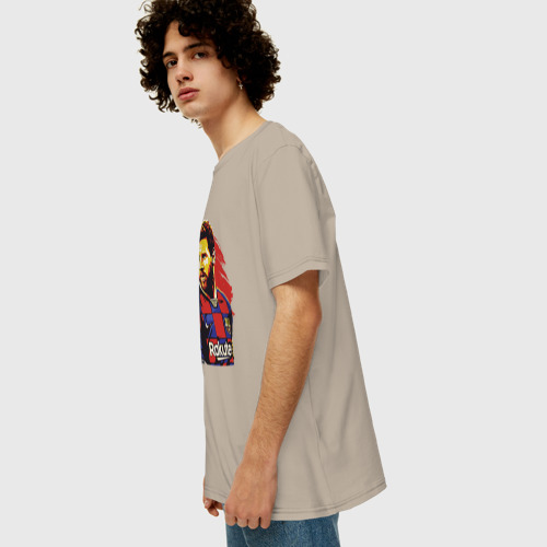 Мужская футболка хлопок Oversize с принтом Месси, вид сбоку #3